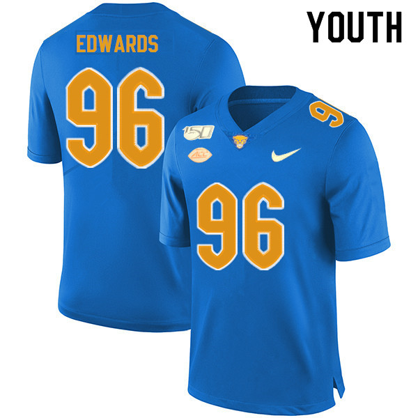 2019 Youth #96 Allen Edwards Pitt Panthers College Football Jerseys Sale-Royal